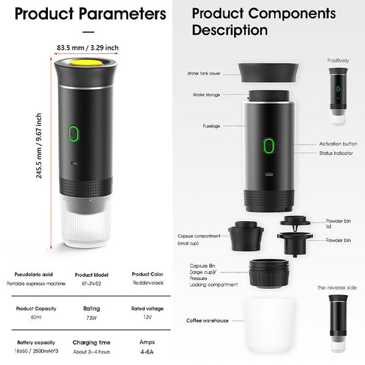 🔥🔥【The lowest price ever】👍Rechargeable Portable Coffee Maker for Capsules